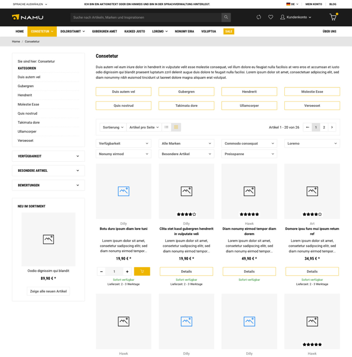 Namu - JTL-Shop 5 Template