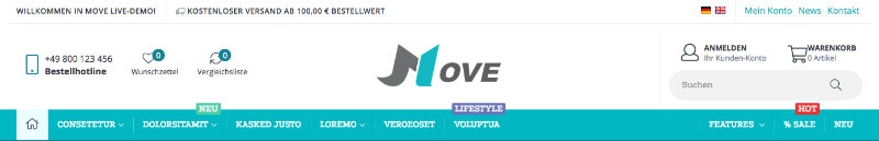 Moderner Header Move - JTL-Shop Template